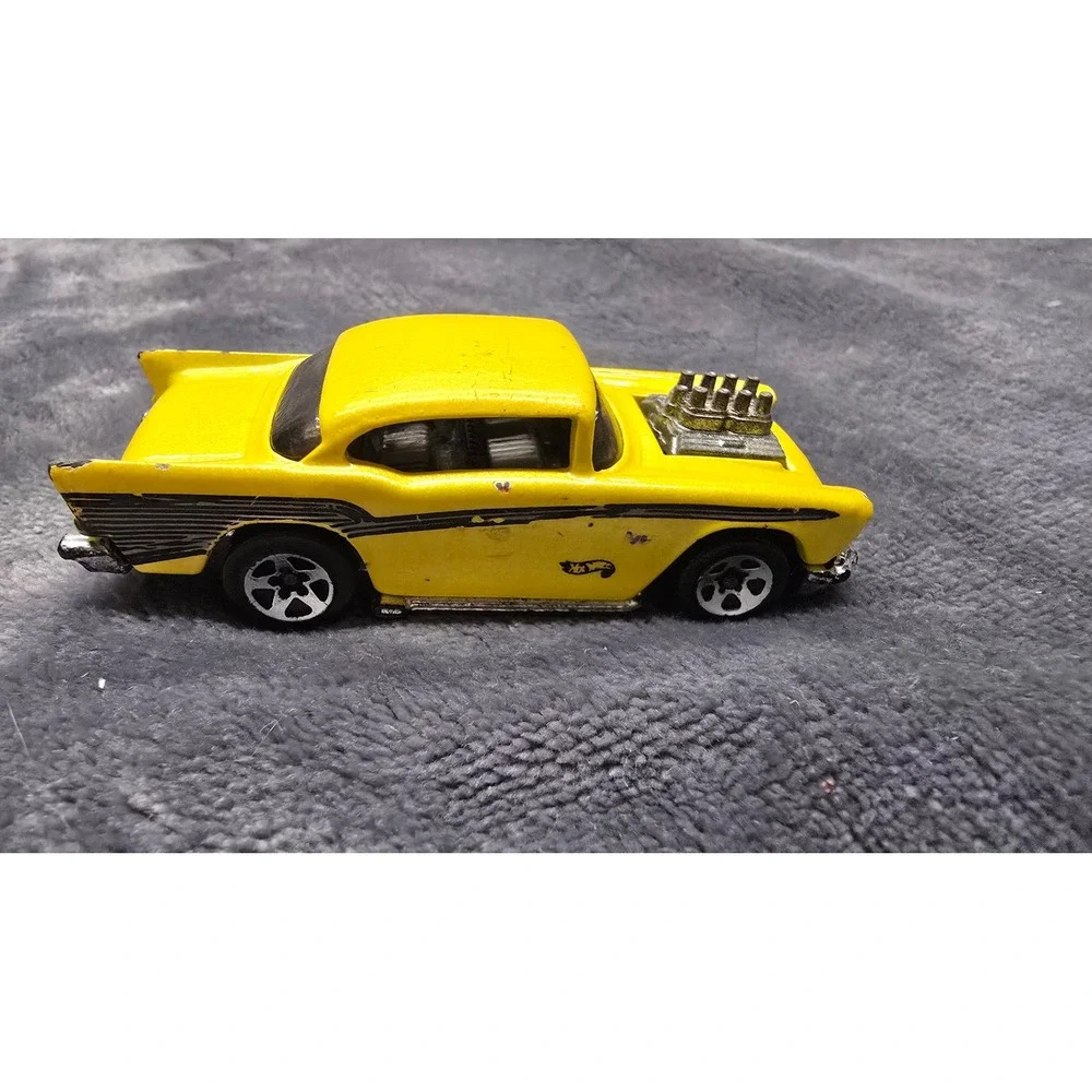 Hot Wheels 1976 Mattel 57 Chevy Yellow Diecast Car Vintage Gasser Hot Rod